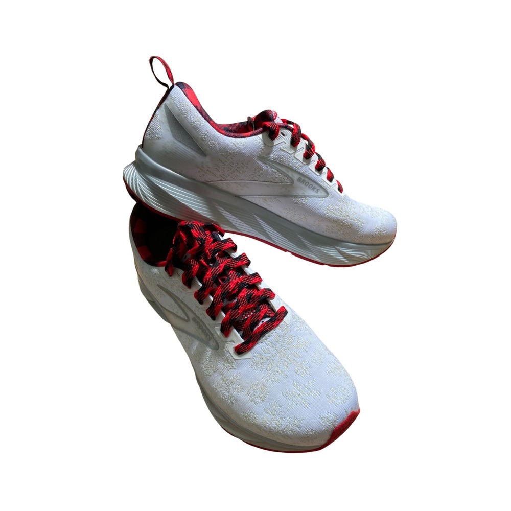 Brooks Levitate 6 Run Merry Holiday Running Shoes White Red Plaid 1203831B192 9